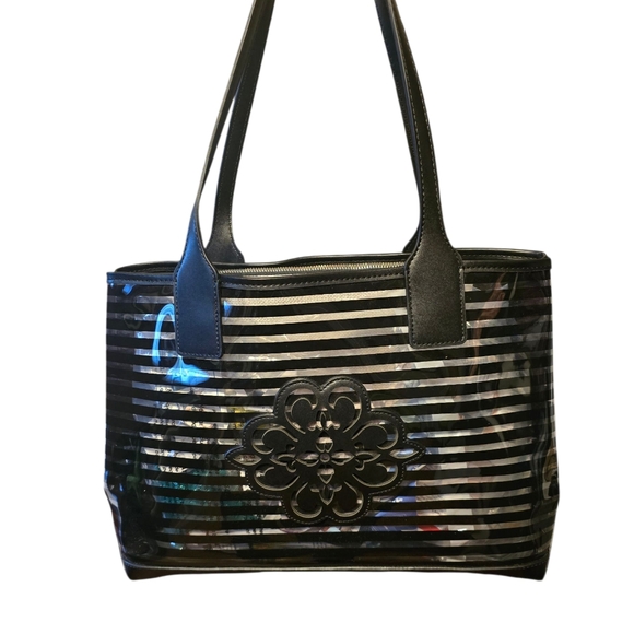 Handbags - CLEAR BLack Striped Tote Bag